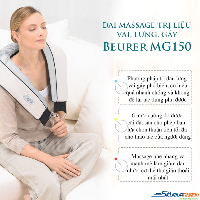 Đai massage trị đau vai, gáy, lưng Beurer MG150